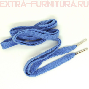 Шнурки плоские 130см, шир.10мм, Хлопок, наконечник металл, цв.небесно-синий