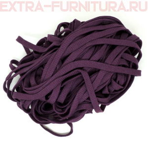 Шнур плоский х/б 12мм, цв.фиолетовый 134, уп.50м, пл. 9,88 гр/м