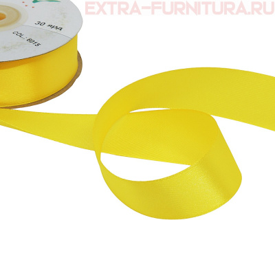 Лента атласная 24 мм цв 015 желтый рул. 27,42м