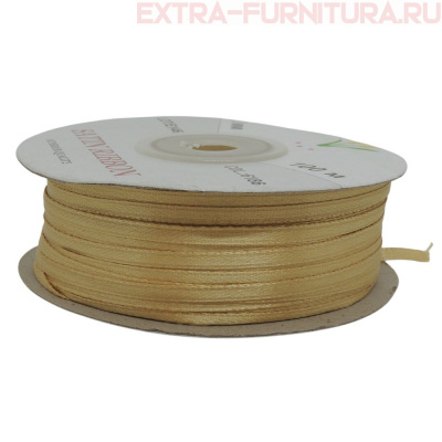 Лента атласная  3 мм  цв.186 светлое золото рул.100м