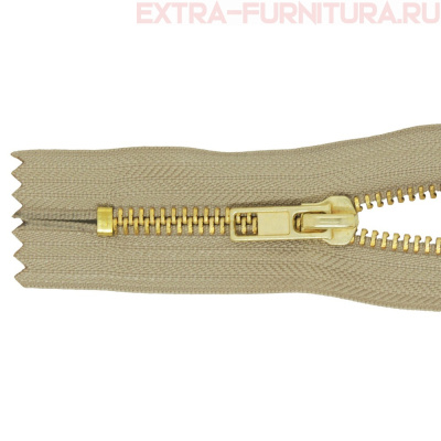 Молния джинсовая № 5, 18 см, латунь, цв.292 бежевый