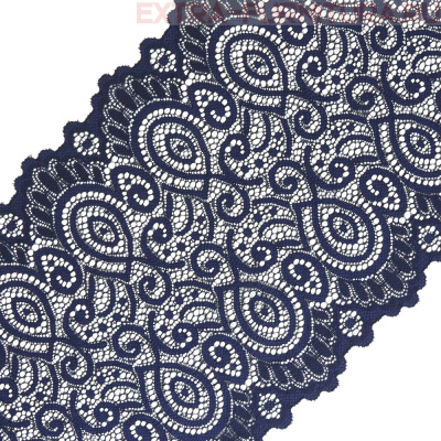 Кружево-стрейч TBY.L1351 шир.180мм цв.006 темно-синий (уп.25м)